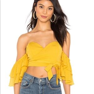 NWT revolve Superdown RAE WRAP TIE TOP IN YELLOW